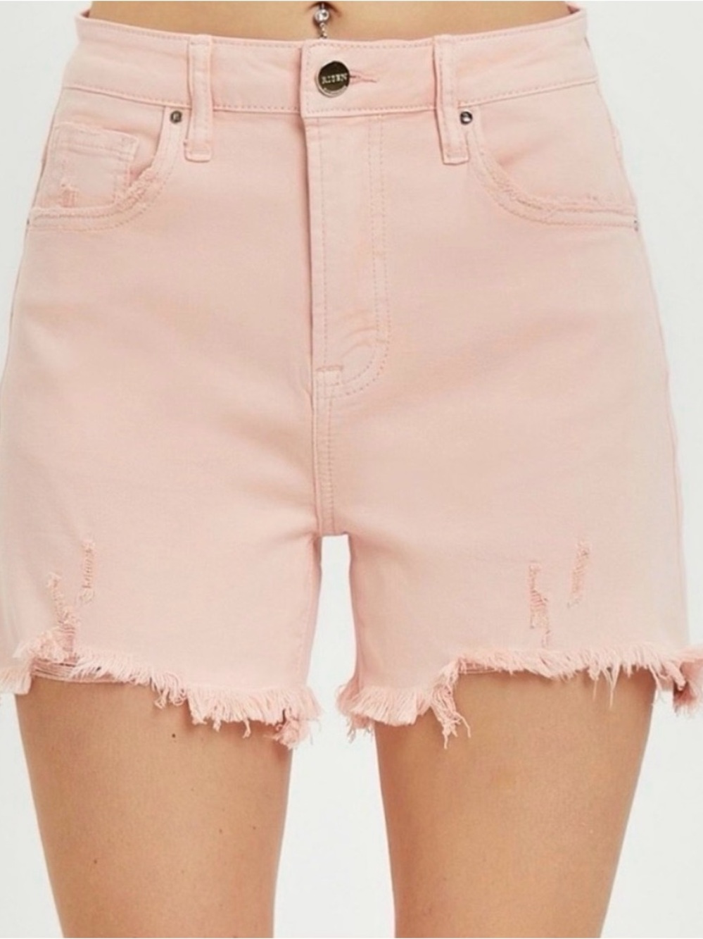 Risen Soft Pink High-Rise Frayed Hem Women's Shorts XL NWT
